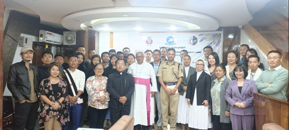 DGP Nagaland Rupin Sharma, IPS with Rev Dr James Thoppil, Bishop of Kohima and others during the launching of the project at Crescent Hotel Conference Hall, Kohima on October 6.